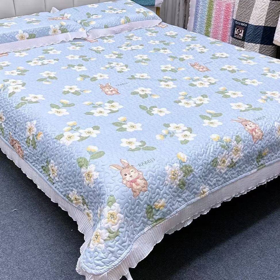 高端四季通用床盖花边款透气亲肤可机洗床单加厚公主风两面不跑床