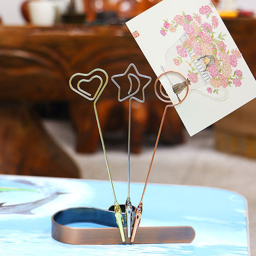 10个装金属桌面便签夹装饰挂墙照片夹子彩色可爱留言夹挂件立式