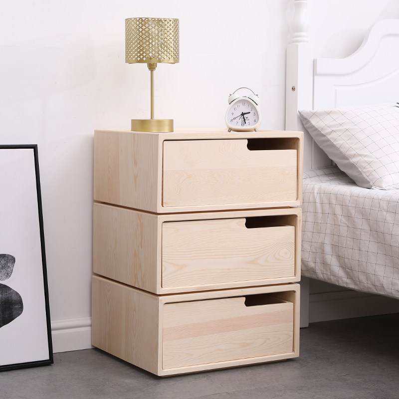 实木收纳柜抽屉式卧室单个自由组合整理柜储物柜桌面收纳柜子木质
