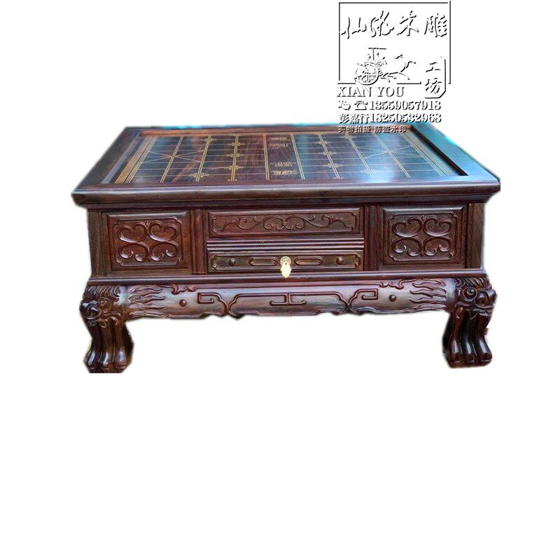 红木酸枝缅甸花梨三用棋桌围棋象棋多功能茶桌家用实木小茶台茶几