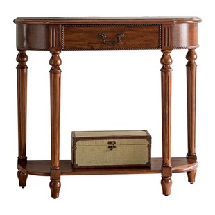 饰柜子 入户玄关柜门厅薄窄玄关台全实木进门装 欧式 半圆玄关桌美式