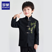 套装 罗蒙新中式 2026主持人礼服男童西装 国风中山装 演出服 儿童西装