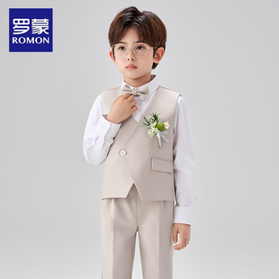 罗蒙男童礼服花童小西装套装男宝周岁生日西服主持人演出服早春装