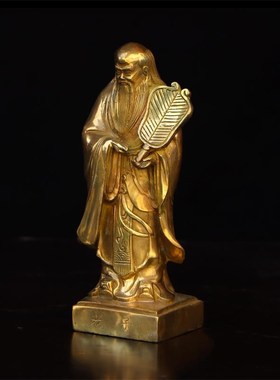 纯铜孔子孟子墨子老子庄子五子文人铜像摆件室内书房桌面摆放用品
