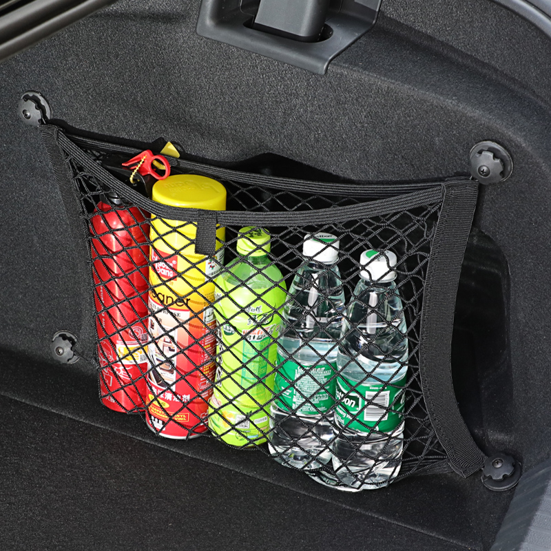 汽车网兜后备箱收纳储物网雨伞置物袋车载灭火器固定支架车内用品