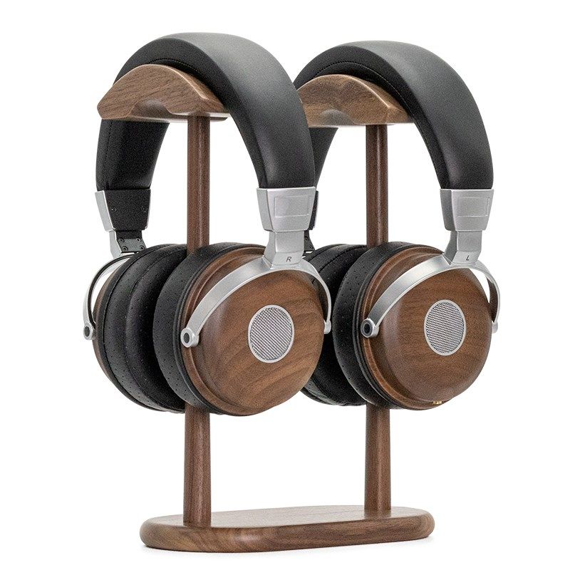 实木双托耳机支架北美胡桃木头戴式耳机双挂架木质耳机收纳展示架