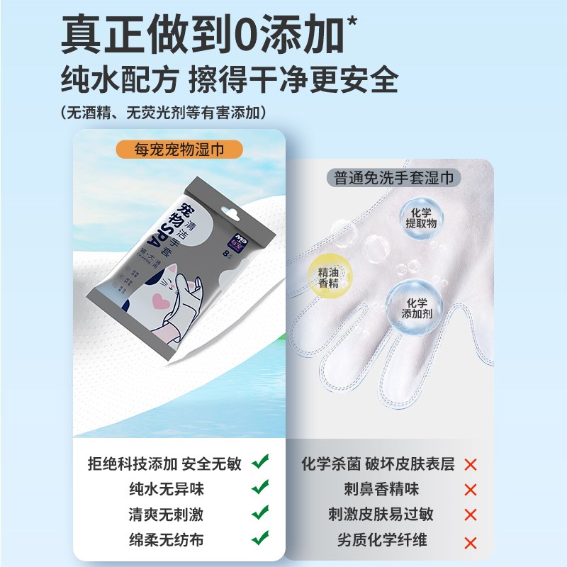 每宠宠物免洗澡手套湿纸巾猫咪狗狗专用清洁除臭擦脚擦屁干洗神器