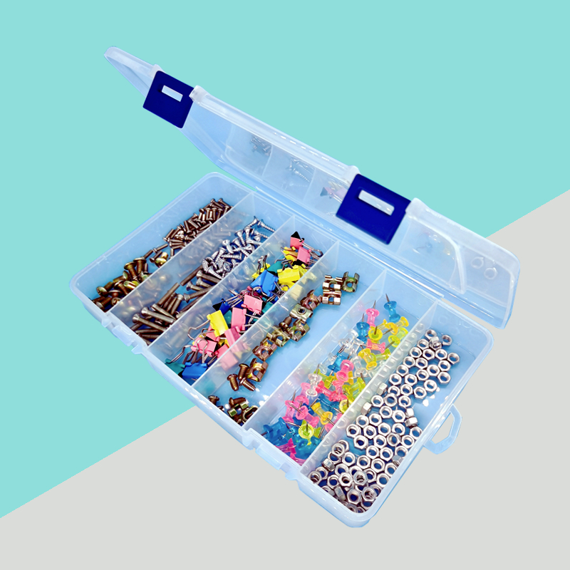 固定格收纳盒螺丝珠子小饰品分类格子电子元件工具透明塑料零件盒