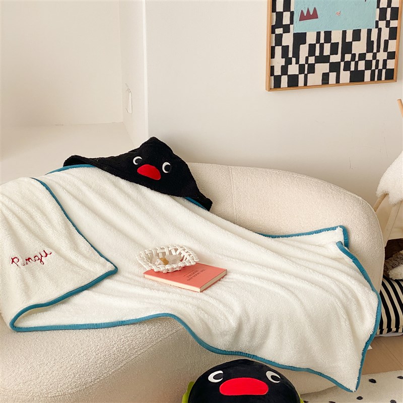 富山商店 x Pingu企鹅家族可爱连帽办公室空调披肩午睡毯轻便舒适