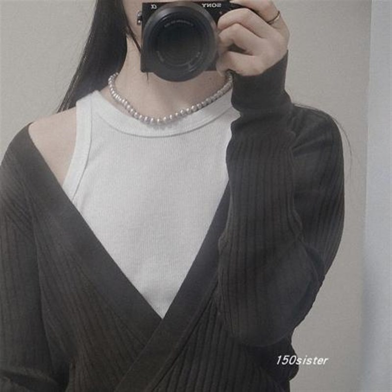 150精选 M.d真丝+羊毛V领针织衫女 打底衫橄榄绿色 高弹