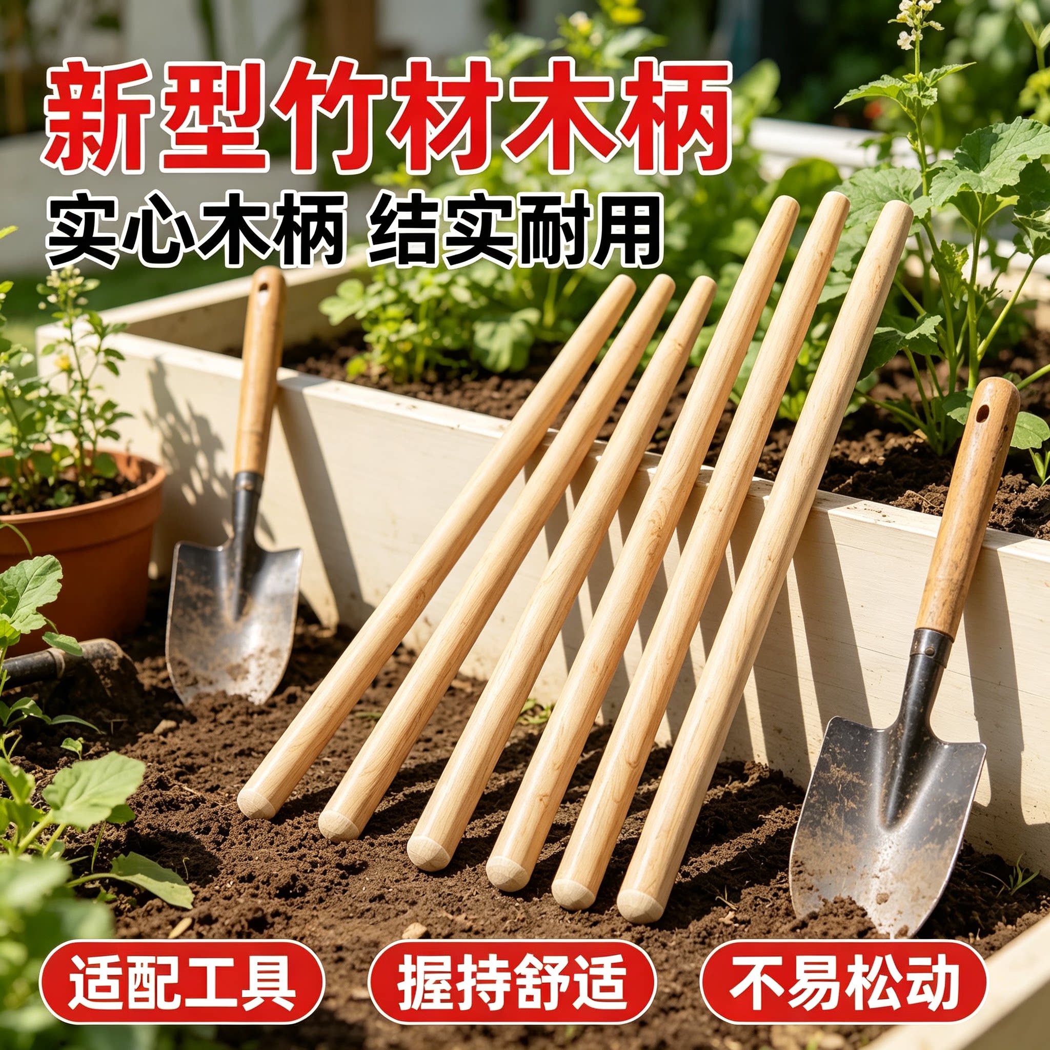 实心竹子锹把铁锹木柄把锄头柄槐木手柄竹子手柄农用铁锨铲木柄把图片