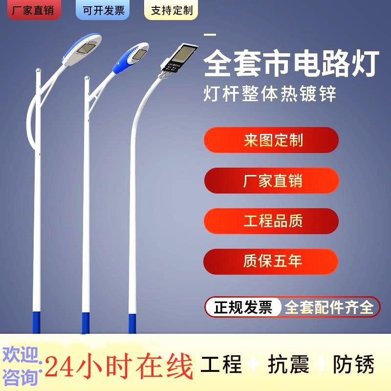 户外市电道路照明LED路灯杆6米8米12米篮球场操场高杆灯杆双臂杆