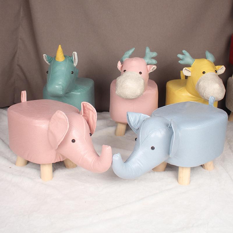 时尚卡通换鞋凳 创意大象科技布萌宠小凳子儿童成人家用动物凳子