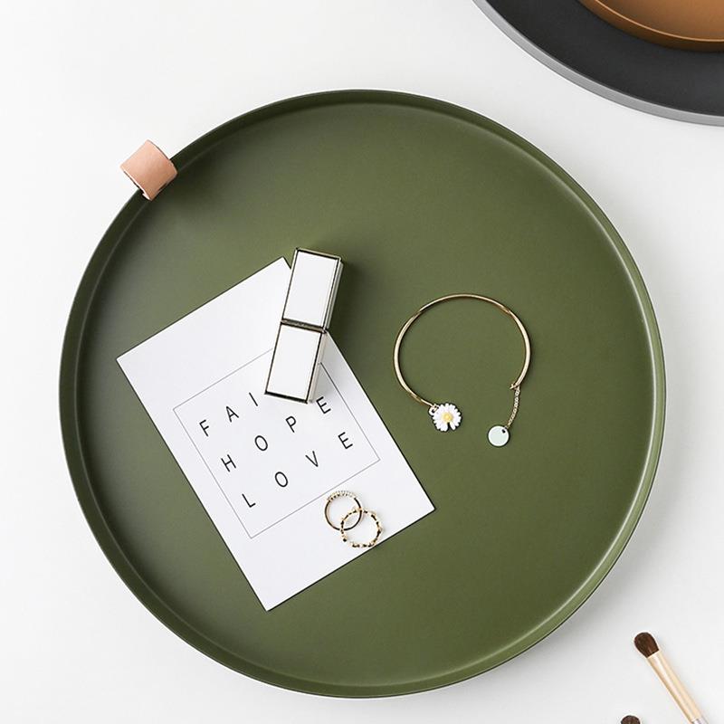 7YX 香薰蜡烛托盘ins风客厅玄关收纳盘化妆品桌面装饰金属摆