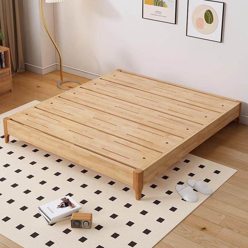 全实木榻榻米卧室无床头小户型家用公寓出租房现代简约榫卯新款床