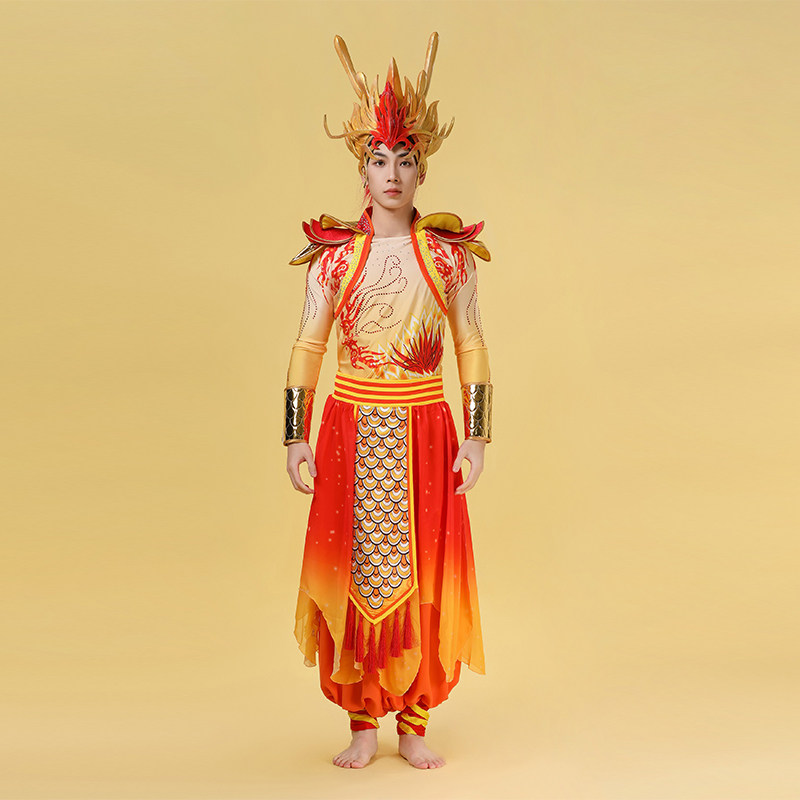 荃婉龙年新款龙王服饰中国龙锣鼓队鱼跃龙门开场舞男演出服定制
