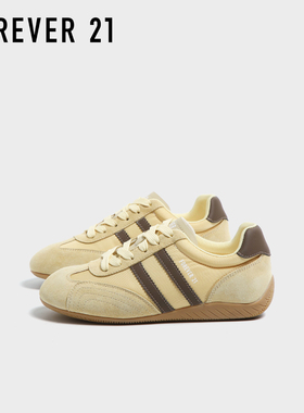 F21黄色真皮德训鞋女2025新款秋冬休闲内增高加绒超火百搭赛车鞋