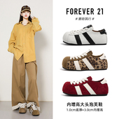 春秋百搭休闲大头面包泡芙板鞋 F21厚底加绒面德训鞋 女2026新款 子