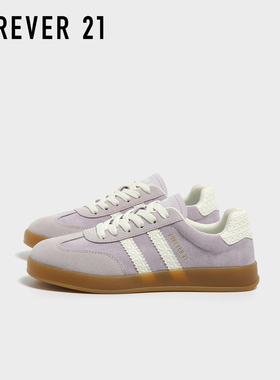 F21真皮紫色德训鞋女2025新款秋季超好看复古软平底学生休闲板鞋