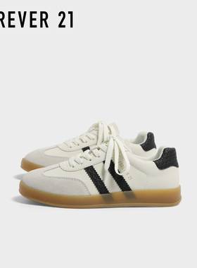 F21真皮复古德训鞋女款2026新款春季软平底轻便百搭休闲运动板鞋