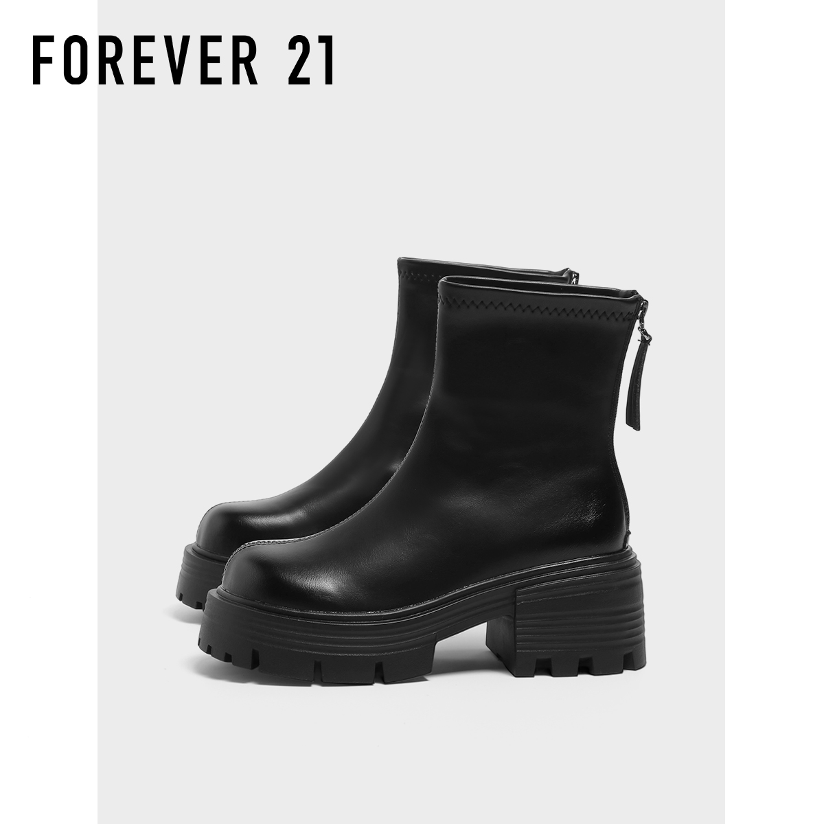 F21黑色马丁靴女2025新款厚底