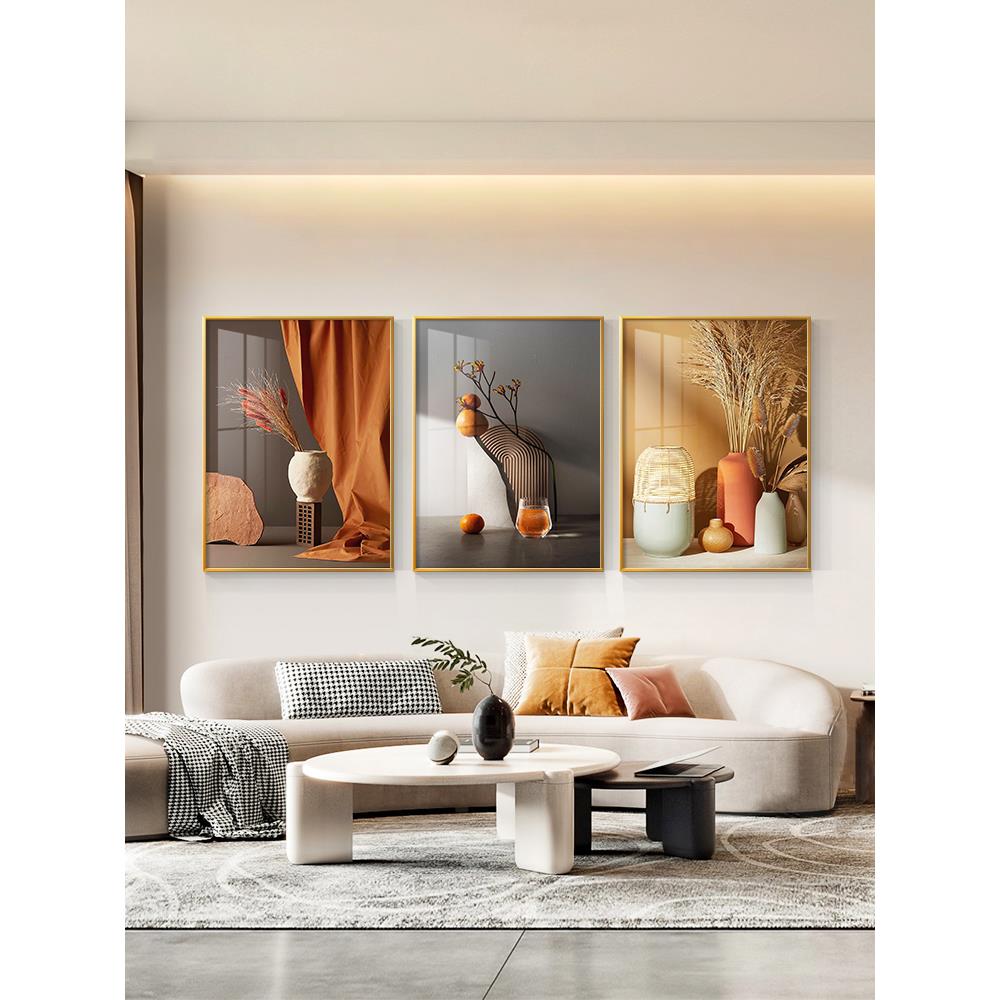 斯堪的纳维亚愈合光和阴影客厅沙发背景墙装饰画Wabi-Sabi风格现