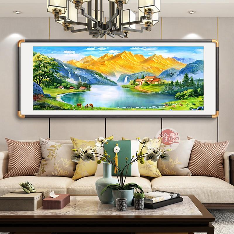 聚宝盆山水画客厅沙发背景墙挂画办公室字画装饰画靠山图壁画