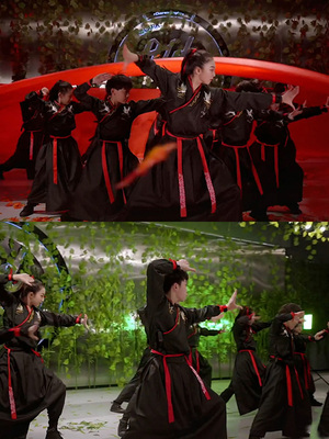 中式表演服装古典舞表演服装男团黑红中国夏季街舞武术