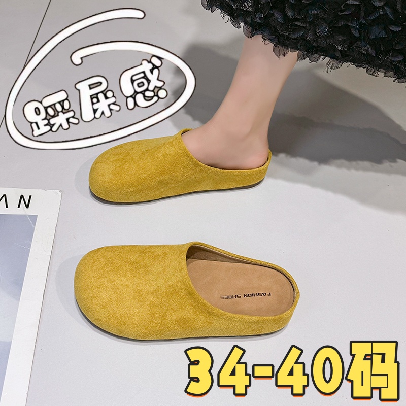 踩屎感勃肯鞋女2025春夏新款一脚蹬懒人鞋彩色包头半拖34码乐福鞋