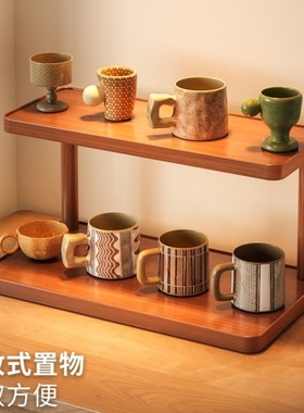 桌面置物架杯子收纳架子餐桌台面工位水杯咖啡杯茶具桌上小型杯架