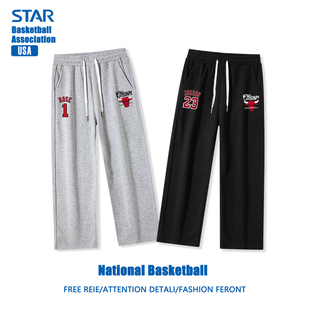 篮球裤 男裤 休闲运动长裤 直筒宽松卫裤 子 男款 公牛队罗斯罗德曼美式