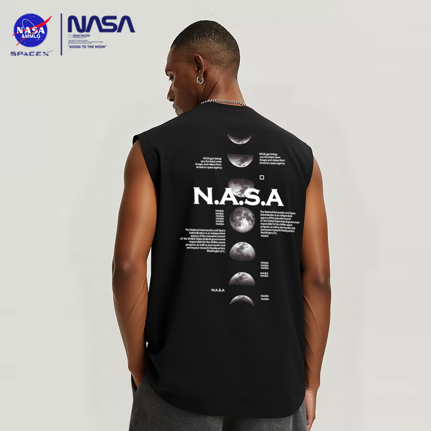 nasa官方旗舰店美式坎肩运动背心