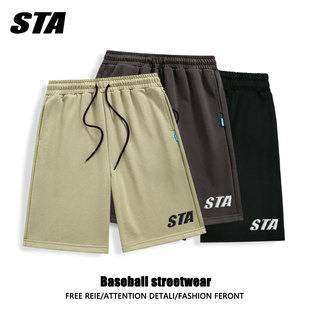 STA刺绣潮牌夏季美式宽松运动短裤夏外穿男士夏季薄款纯棉裤子男