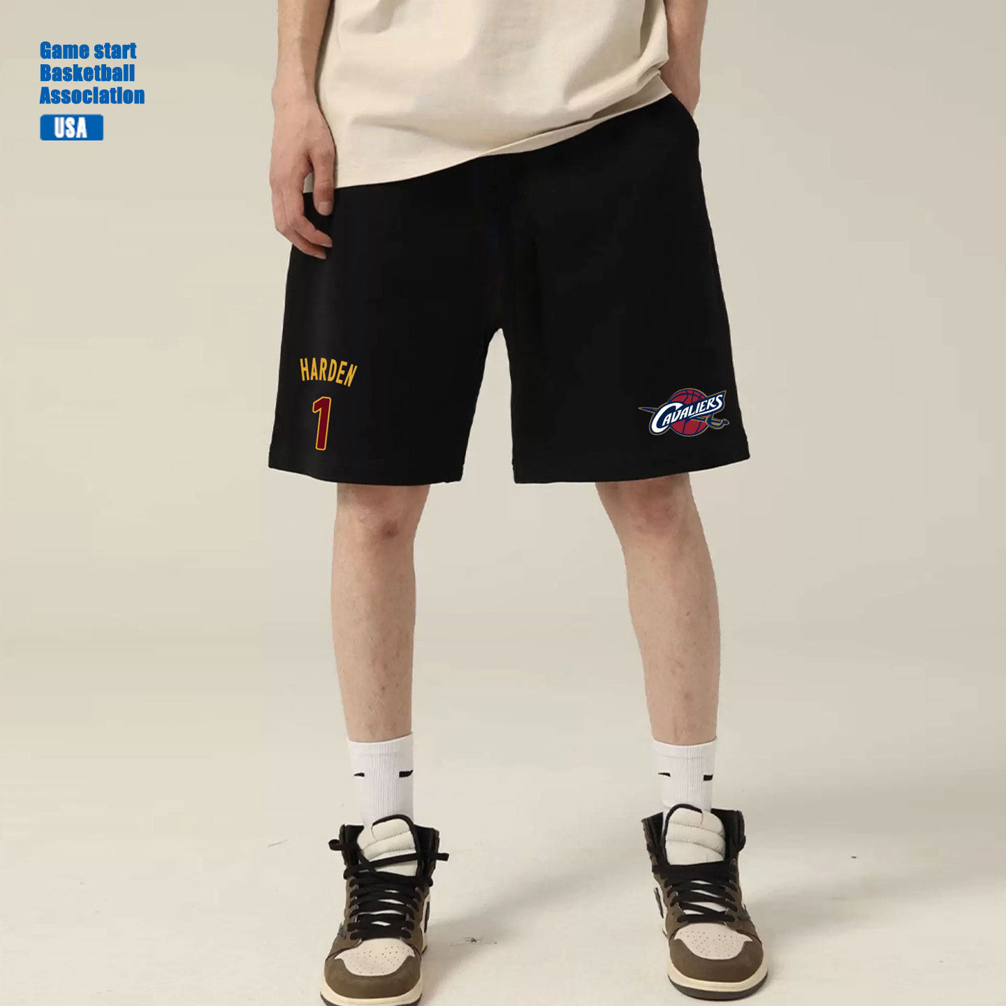 夏季训练球裤骑士队哈登运动篮球宽松青少年休闲五分裤男短裤