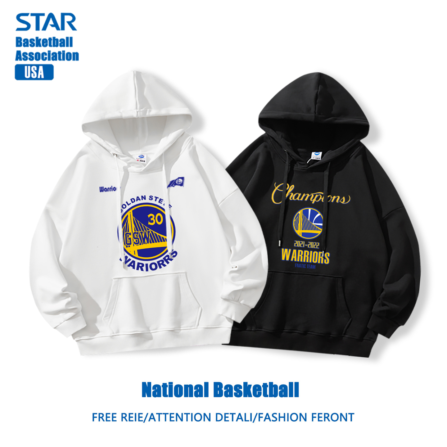 美式勇士队库里篮球球衣卫衣外套