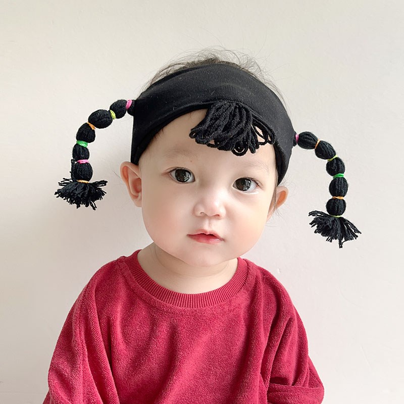 极速新款婴儿发带韩版假发辫子发饰超萌女K宝宝头饰婴幼儿搞怪发