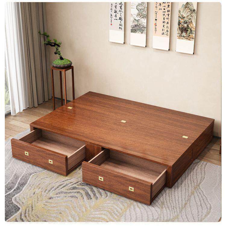 新中式实木带抽屉推拉伸缩折叠沙发床多功能客厅小户型两用沙发床