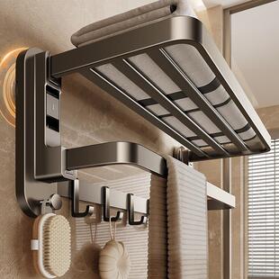 吸盘毛巾架免打孔卫生间置物架浴室淋浴房壁挂式浴巾置物收纳架子