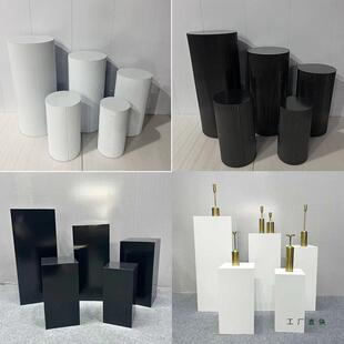 婚庆甜品台柱子方形甜品桌圆筒甜品台婚宴路引婚庆道具订婚摆件
