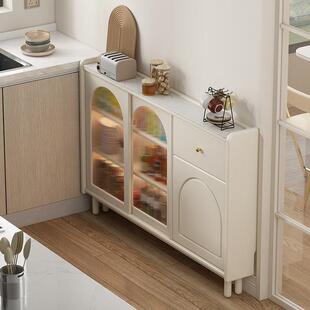 实木餐边柜小尺寸极窄款20公分碗柜家用厨房收纳柜靠墙一体推拉门