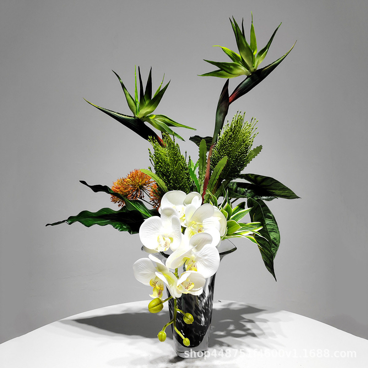现代轻奢仿真花艺家居酒店装饰假花手感绢花绿植蝴蝶兰样板房摆件