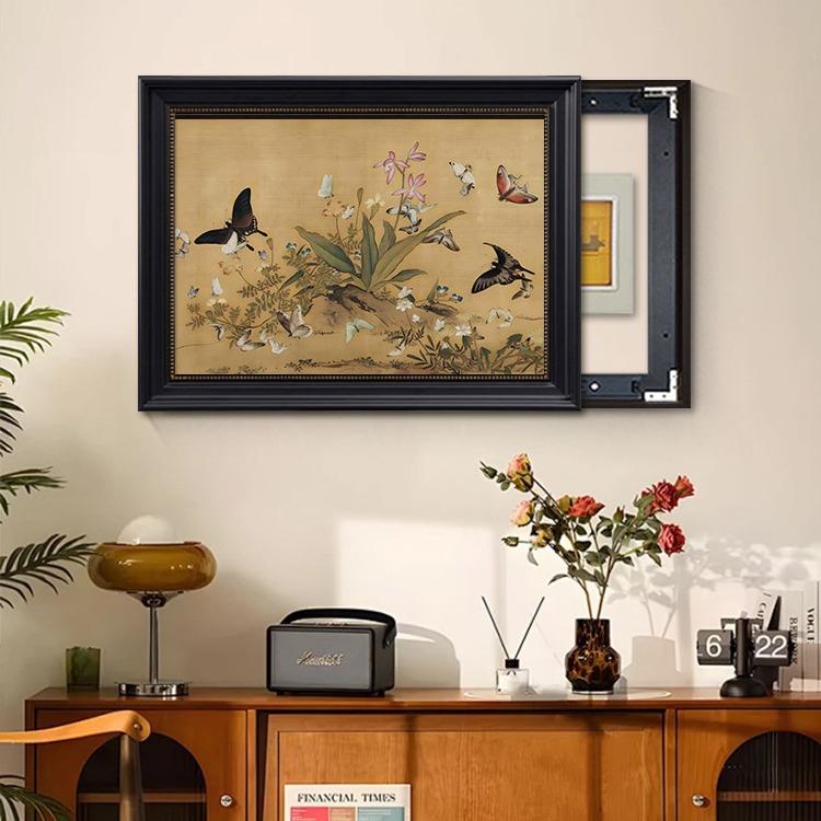 百蝶图中古风电表箱装饰画餐厅配电箱遮挡挂画电闸盒免打孔高级感