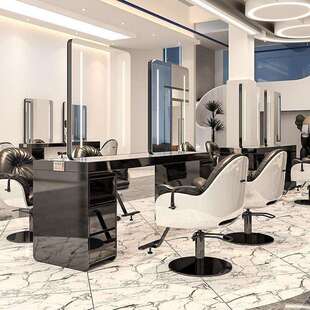 网红款发光美颜镜理石台镜台美发店带灯新款剪发烫染镜台一体带灯