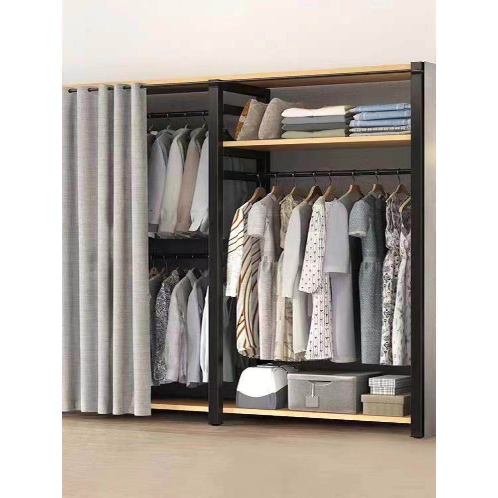 一体简易衣架落地家用衣柜卧室收纳衣帽间架子组装衣架组合衣帽架