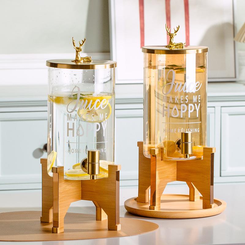 冷水桶冷水壶带龙头凉水壶玻璃瓶果汁罐可乐饮料大容量爆家用