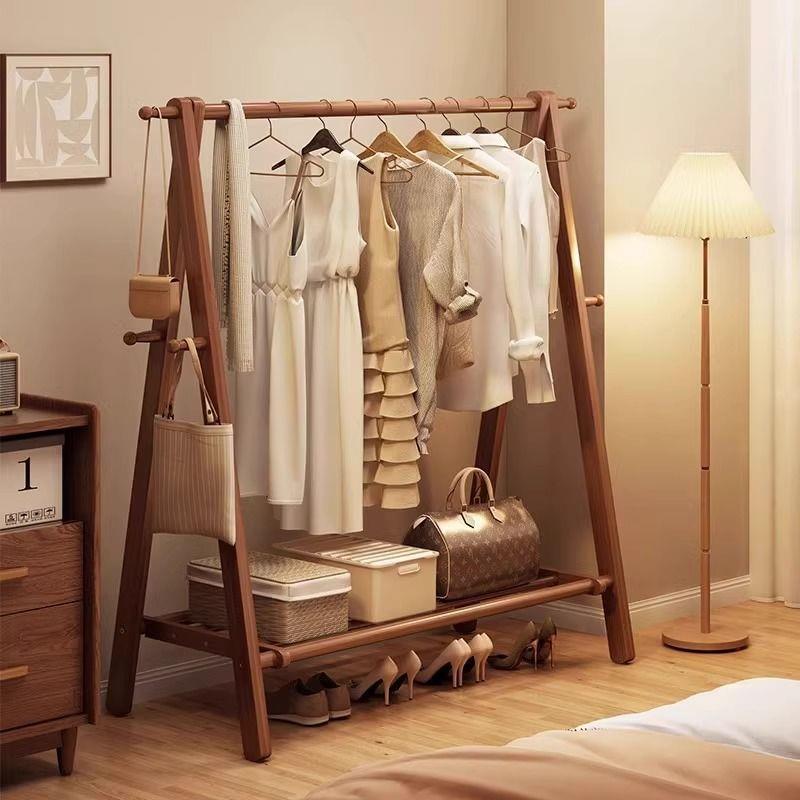 纯实木衣架落地实木挂衣架立式收纳落地卧室木质衣帽架衣架置物架