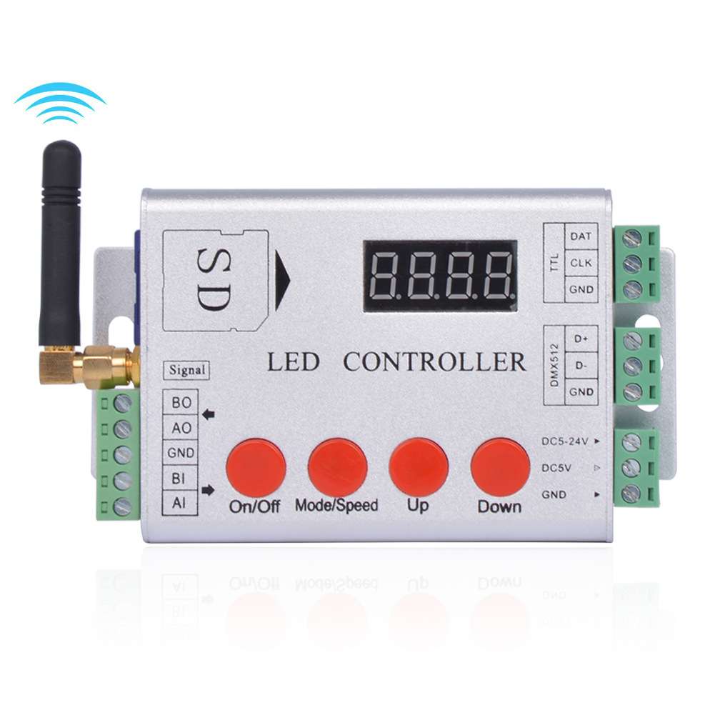 DC5V-24V LED WS2811全彩控制器单口SD卡 可控制2048个像素 现货