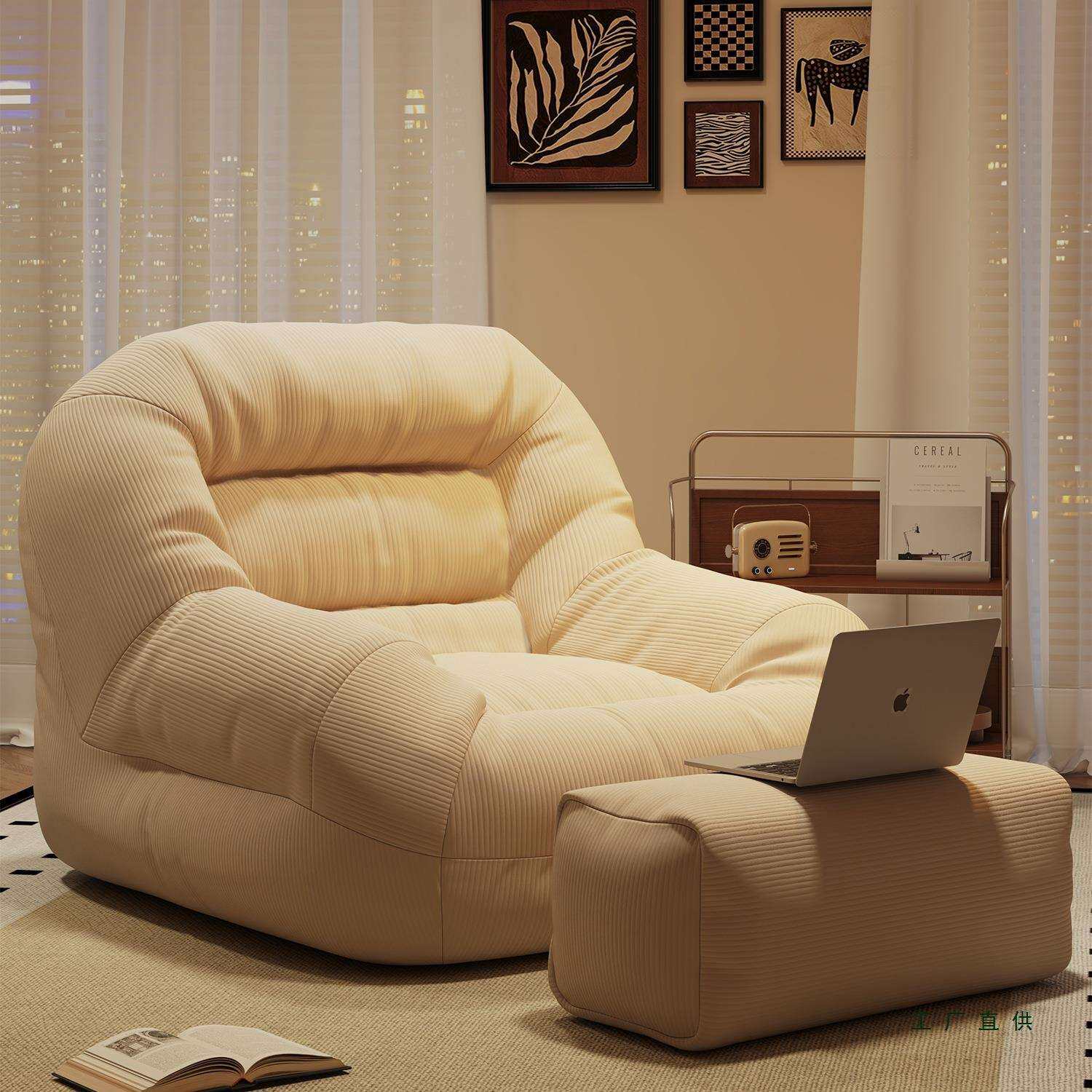 布艺沙发可躺可睡单双人豆袋卧室懒人小沙发窝窝椅小户型休闲躺椅