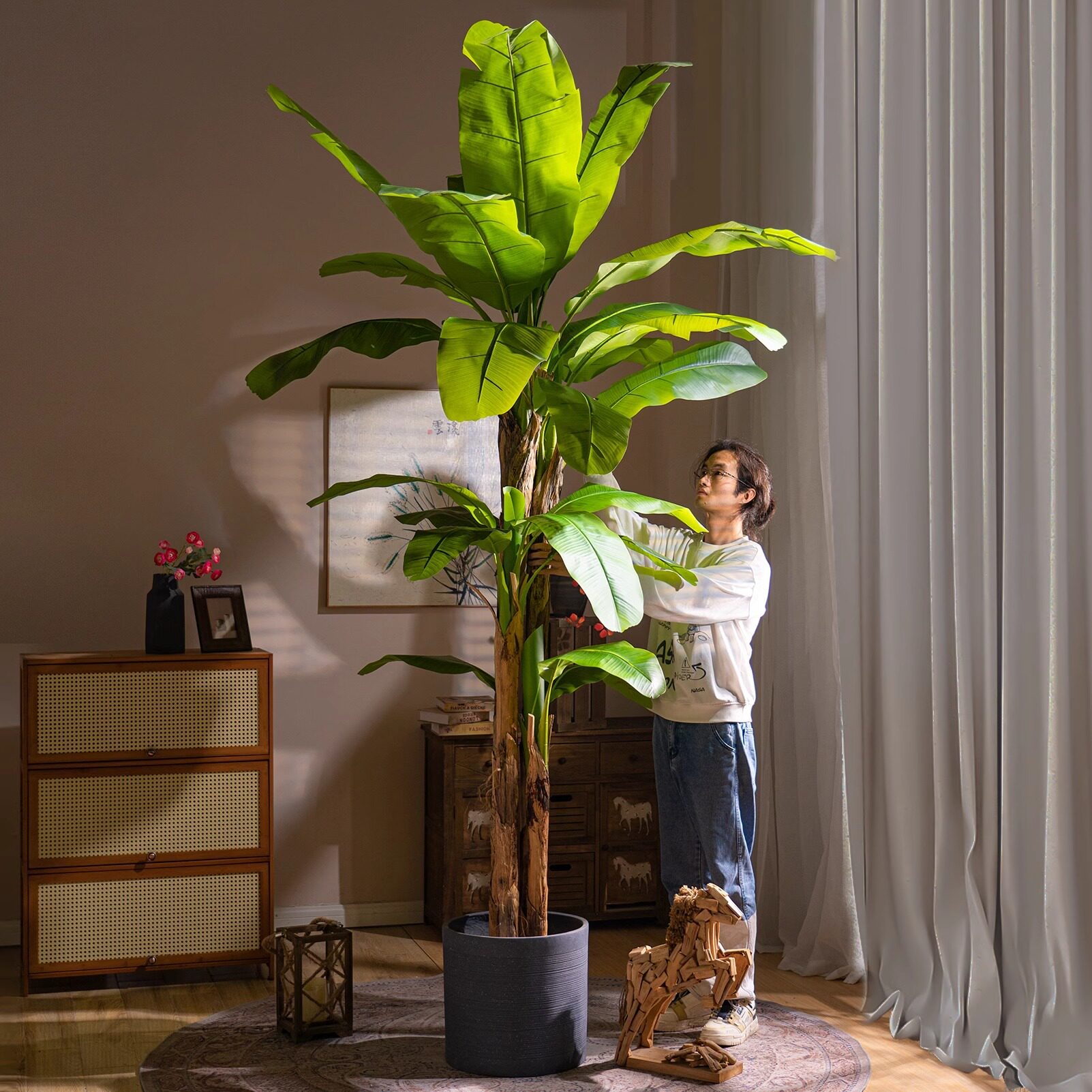 大型仿真植物芭蕉树旅人蕉大叶子室内客厅造景观高级仿生假树摆件