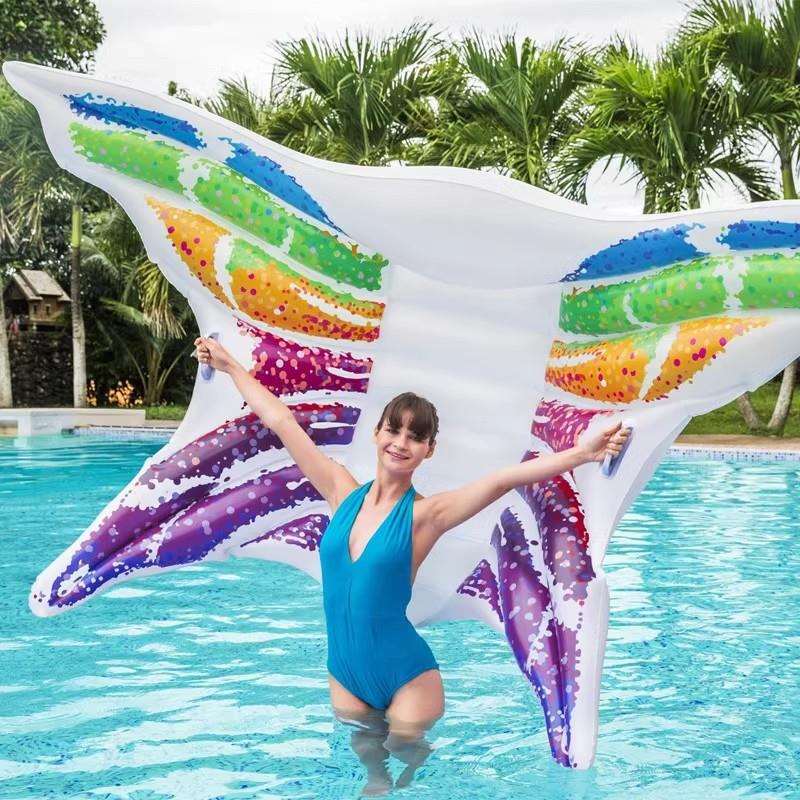 Bestway蝴蝶浮排手柄浮岛泳池彩绘浮板冲浪板时尚水上充气床